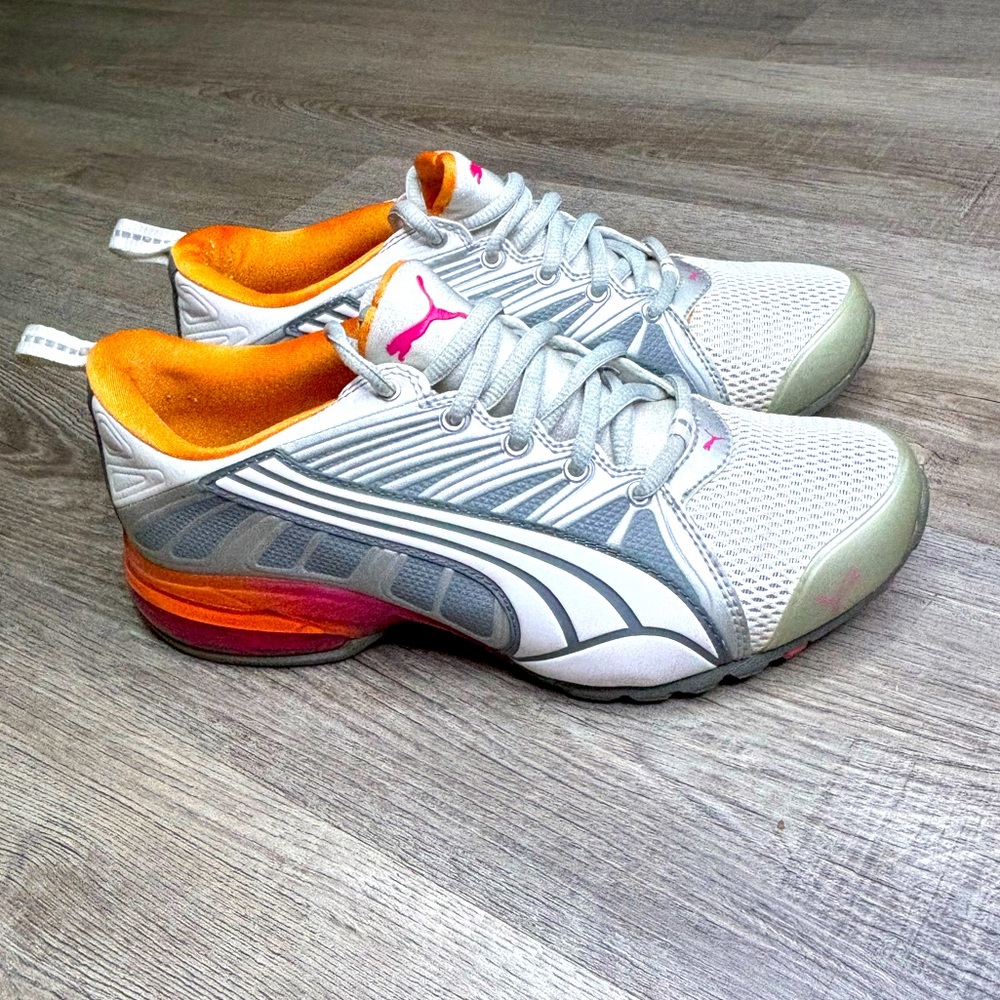 Puma Voltaic 2 Running Athletic Lace Up Shoes Orange Gray White size 6